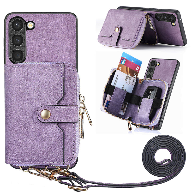 For Samsung Galaxy S23 Zipper Wallet Kickstand Phone Case PU Leather PC TPU Cover with Lanyard For Samsung Galaxy S23 Zipper Wallet Kickstand Phone Case PU Leather PC TPU Cover with Lanyard
